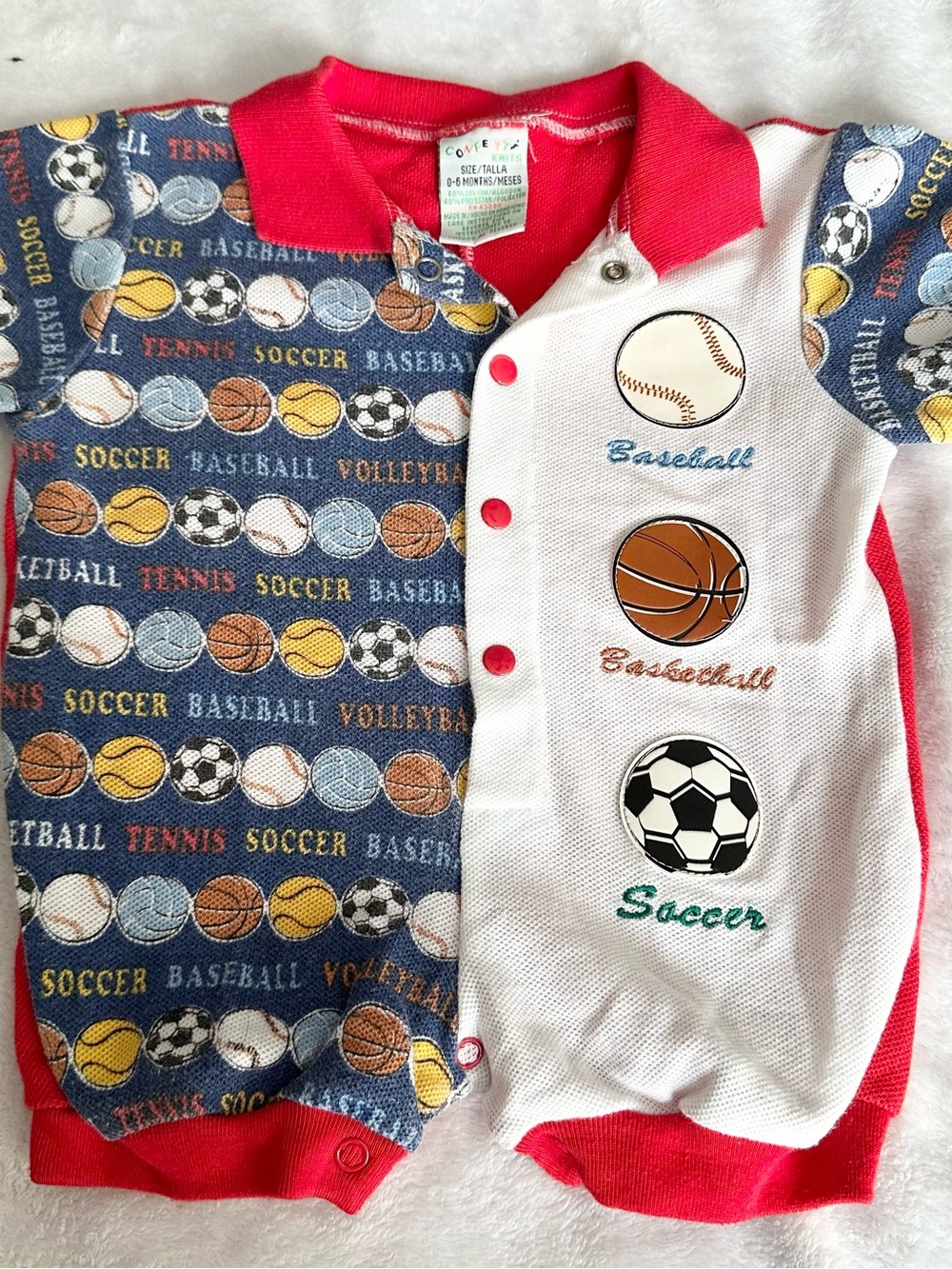 Unbranded Kids Sports One-Piece Romper in Red, Blue and White